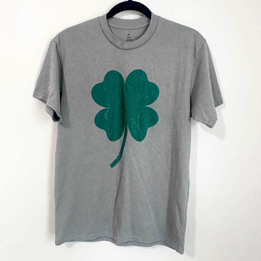 Celebrate It Gray Tee with Green Clover